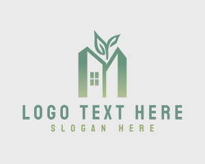 Botanist - Leaf Building Letter M logo design