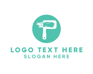 Printing - Painter Paintbrush Letter P logo design