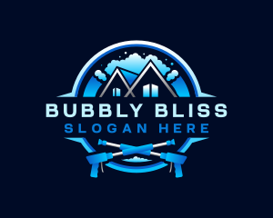 Pressure Wash Bubble Cleaning logo design