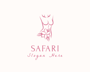 Makeup - Female Body Flower logo design