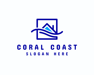 Beach Coast House Wave logo design