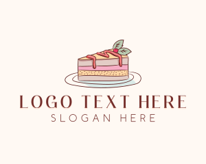 Plate - Cherry Cake Slice logo design
