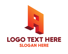 3d - Orange 3D Letter A logo design