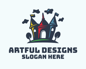 Crayon Cartoon Castle logo design