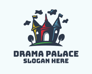 Crayon Cartoon Castle logo design