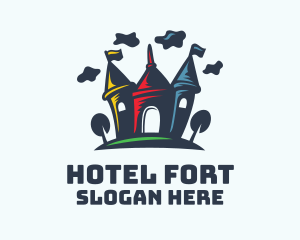 Crayon Cartoon Castle logo design