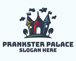 Crayon Cartoon Castle logo design