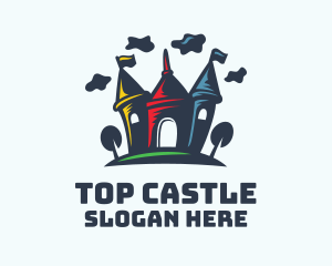 Crayon Cartoon Castle logo design
