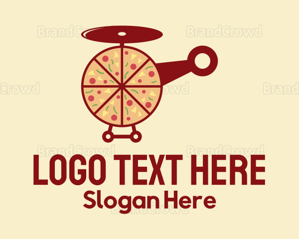 Pizza Delivery Helicopter Logo