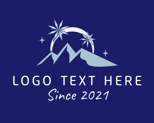 Treking - Snowflake Mountain Peak logo design