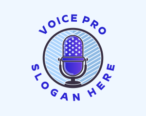 Announcer - Microphone Audio Podcast logo design