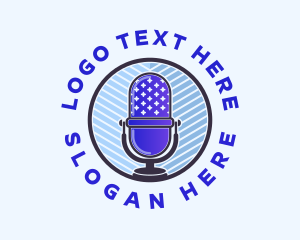 Host - Microphone Audio Podcast logo design