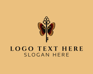 Antique - Abstract Butterfly Key logo design