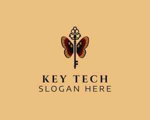 Abstract Butterfly Key logo design