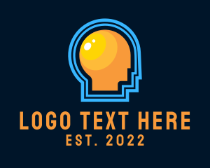 Mind - Thinking Head Lightbulb logo design