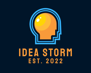 Thinking Head Lightbulb logo design