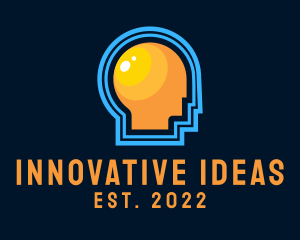 Thinking Head Lightbulb logo design