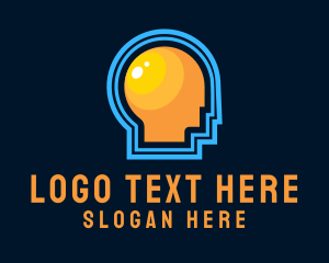 Thinking Head Lightbulb Logo