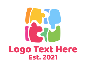 Learning Center - Multicolor Preschool Puzzle logo design