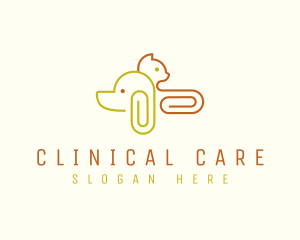 Dog Cat Paper Clip logo design