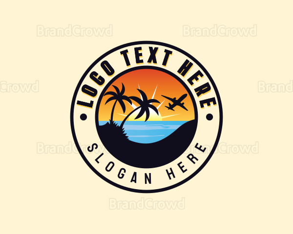 Beach Sunset Travel Destination Logo