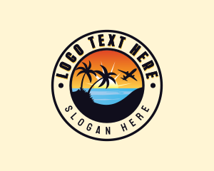 Beach Sunset Travel Destination Logo