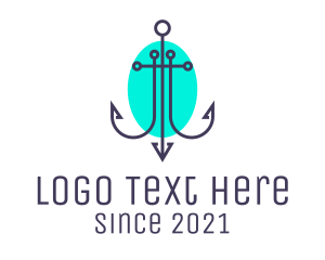 Fishing Hook - Minimalist Marine Anchor logo design