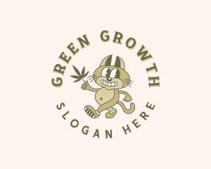 Cat Hemp Weed logo design