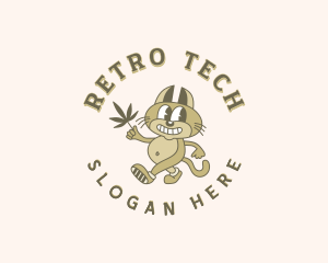 Cat Hemp Weed logo design