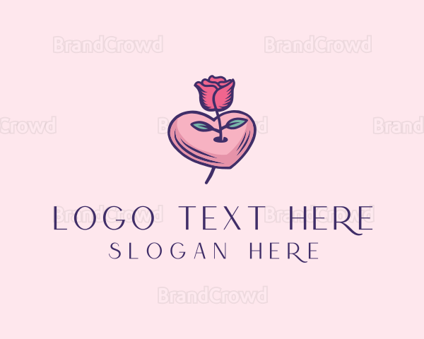 Romantic Heart Rose Logo