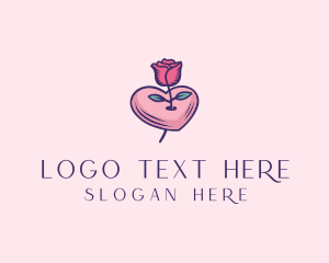 Rose - Romantic Heart Rose logo design