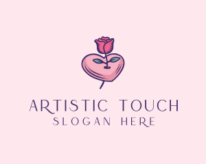 Romantic Heart Rose  logo design