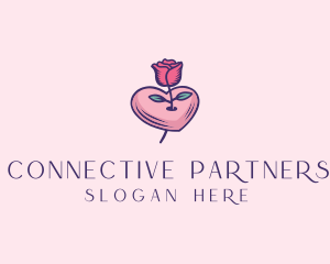 Relationship - Romantic Heart Rose logo design