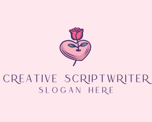 Romantic Heart Rose  logo design