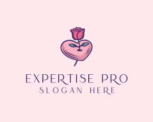 Romantic Heart Rose  logo design