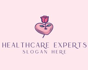 Romantic Heart Rose  logo design