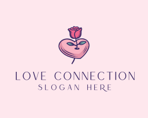 Courtship - Romantic Heart Rose logo design