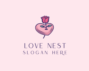 Romantic - Romantic Heart Rose logo design