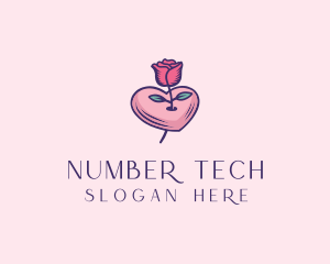 Romantic Heart Rose  logo design