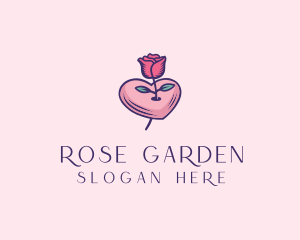 Rose - Romantic Heart Rose logo design