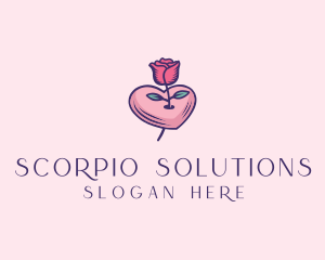 Romantic Heart Rose  logo design