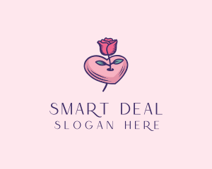 Romantic Heart Rose  logo design