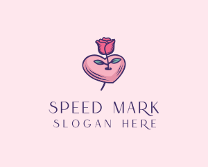 Romantic Heart Rose  logo design