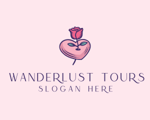 Romantic Heart Rose  logo design