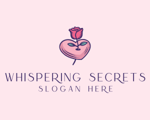 Romantic Heart Rose  logo design