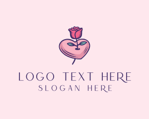Online Relationship - Romantic Heart Rose logo design
