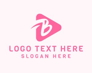 Entertainment - Pink Media Player Letter B logo design