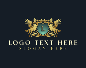 Stallion - Elegant Pegasus Shield logo design