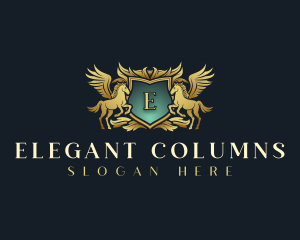 Elegant Pegasus Shield logo design