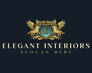 Elegant Pegasus Shield logo design